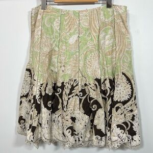 Elie Tahari Linen Floral Skirt size 10
